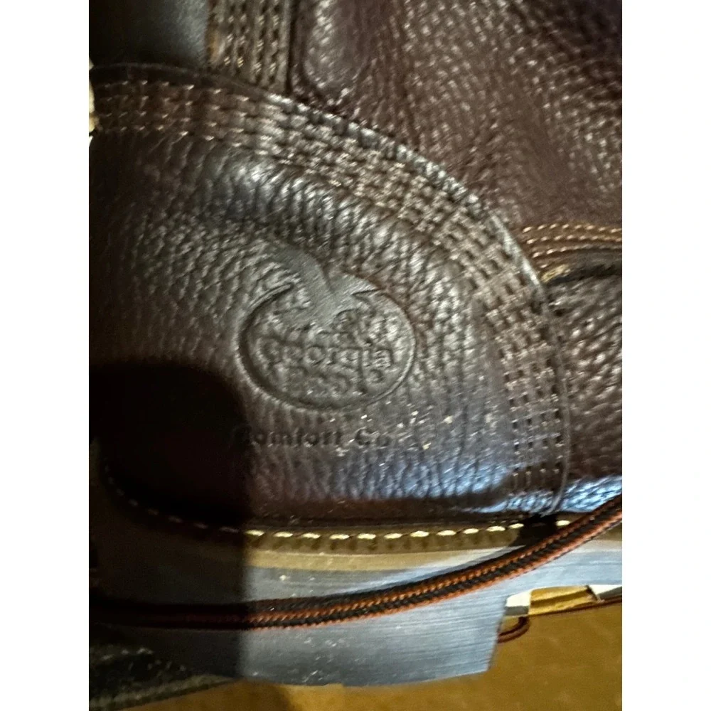 Georgia Boot Mens 8 Inch Steel Toe Work Boots G8963 Chocolate Leather Size 8W